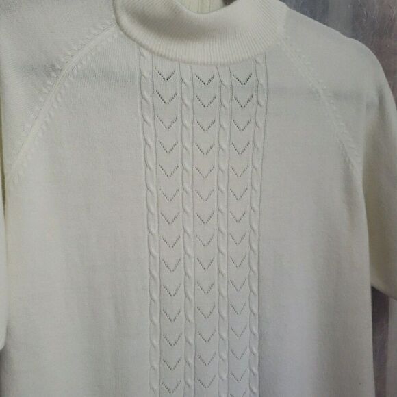 Koret Short Sleeve Sweater Ivory White Back Zipper Preppy Academia Size M - Picture 4 of 10